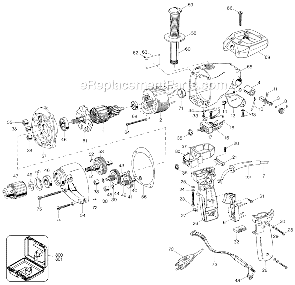 Page A Diagram and Parts List for 5140 Type 1 Black and Decker Electric Drill